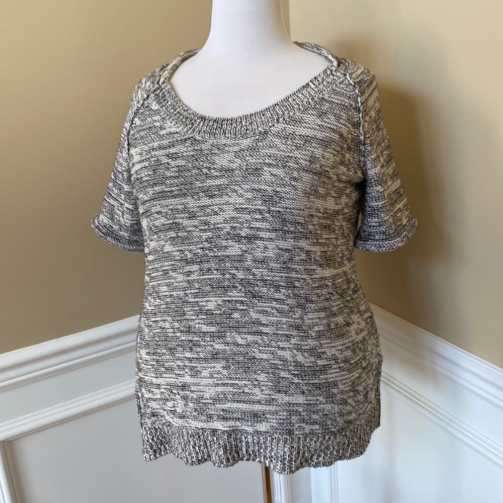 Cabi Black/white short sleeved sweater, Size L